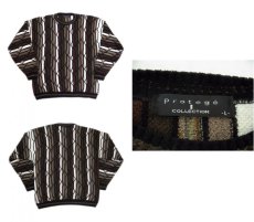 画像3: "Protege" Design Acrylic Sweater　BROWN系　size L - XL (表記 L) (3)