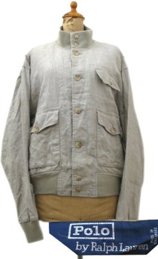 画像1: "Polo by Ralph Lauren" A-1 Style Linen Jacket　BEIGE　size M (表記 S) (1)