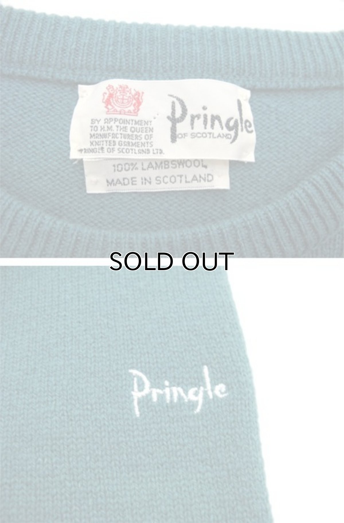 画像3: 1980's~ "Pringle" Lambswool Crew Neck Sweater -made in SCOTLAND- Emerald Green size XL (表記 不明) (3)