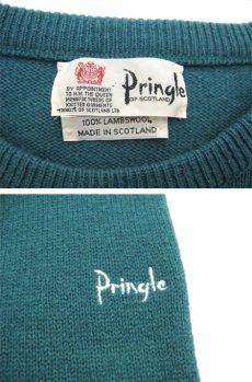 画像3: 1980's~ "Pringle" Lambswool Crew Neck Sweater -made in SCOTLAND-　Emerald Green　size XL (表記 不明) (3)