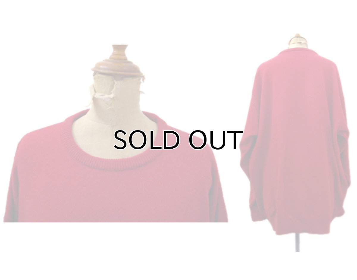 画像2: 1980's~ "Pringle" Lambswool Crew Neck Sweater -made in SCOTLAND-　RED　size XL (表記 不明) (2)