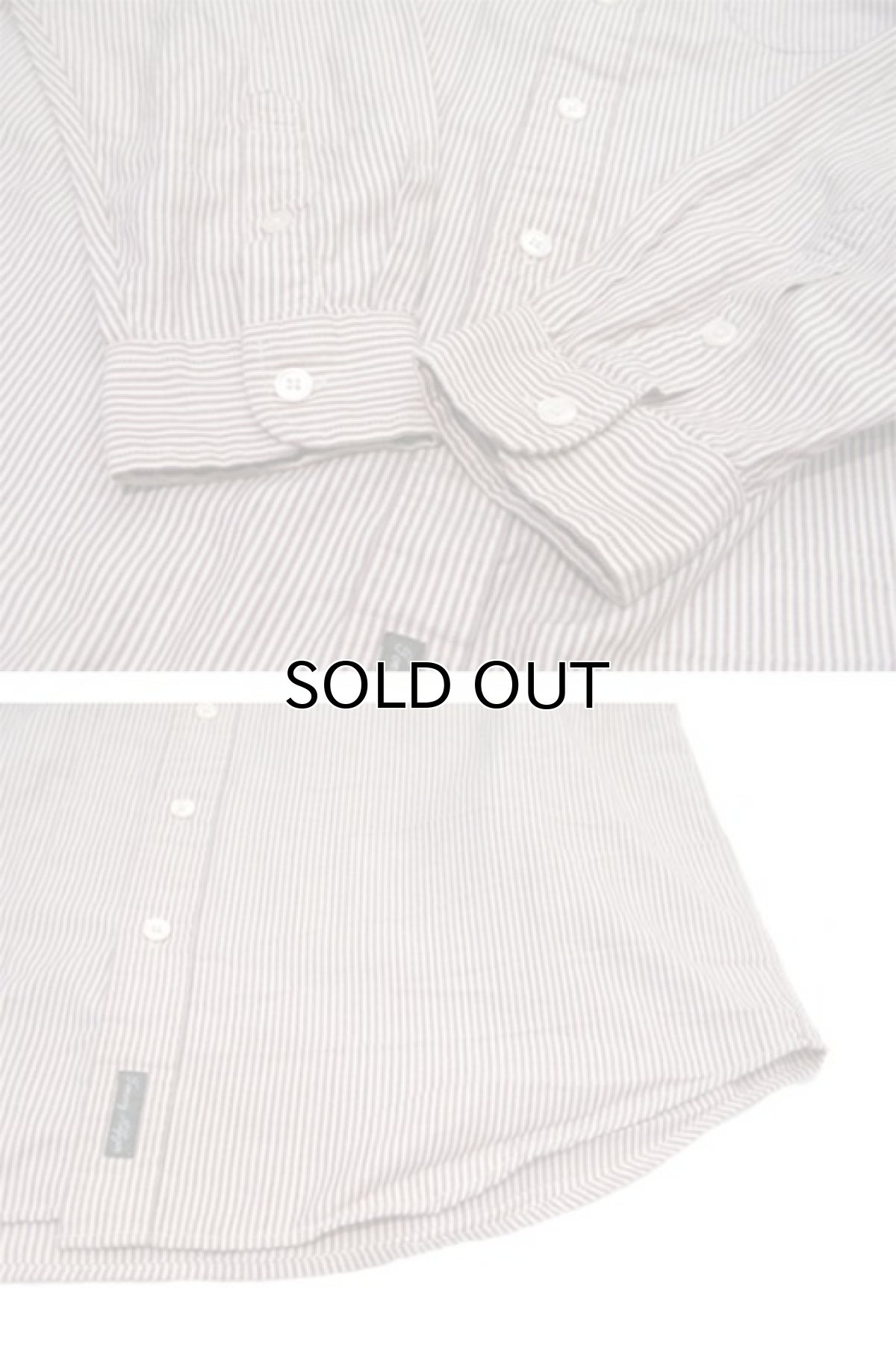 画像4: "Tommy Hilfiger" Collarless Stripe Shirts Brown / Beige size L (表記 M) (4)