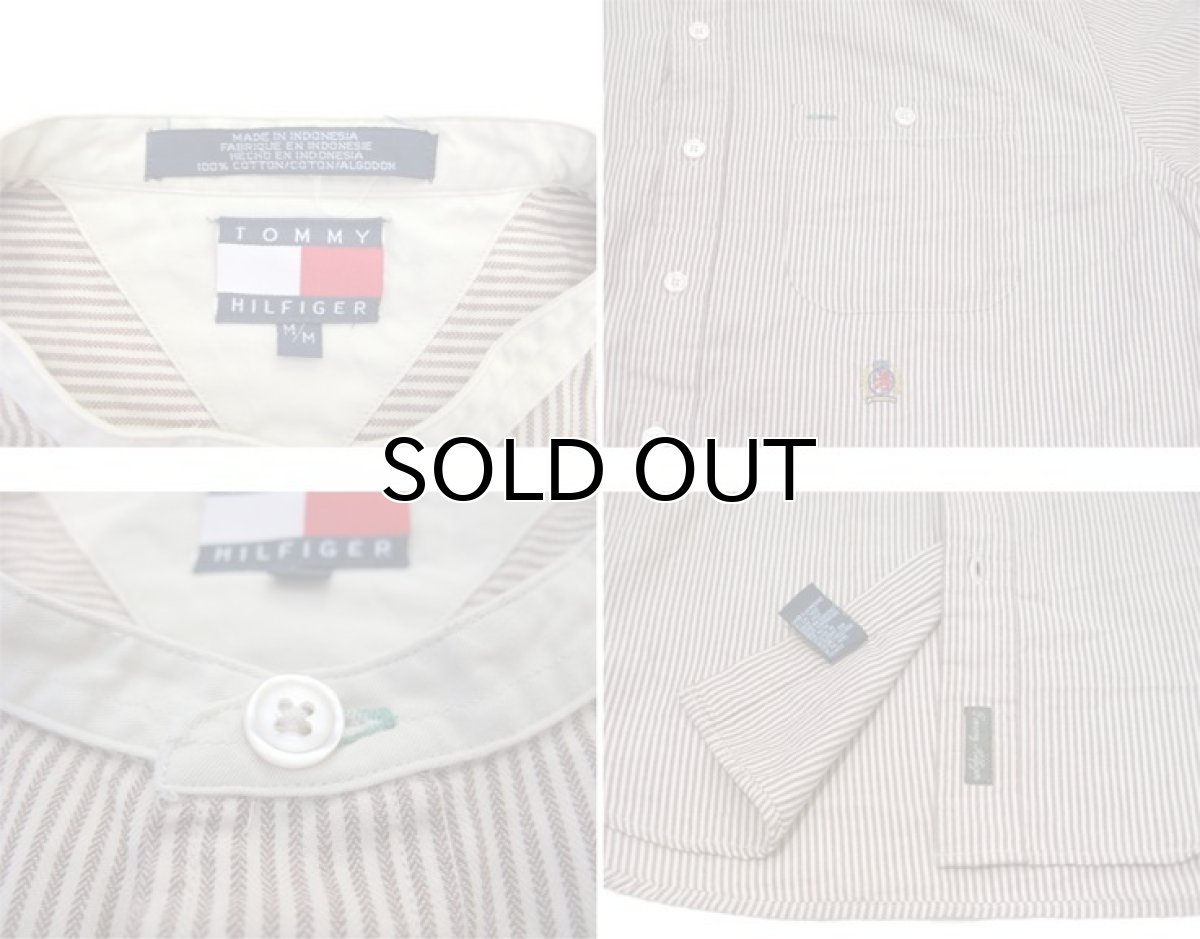 画像3: "Tommy Hilfiger" Collarless Stripe Shirts Brown / Beige size L (表記 M) (3)