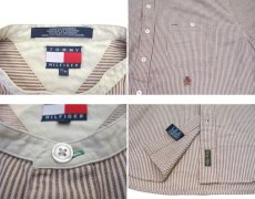 画像3: "Tommy Hilfiger" Collarless Stripe Shirts　Brown / Beige　size L (表記 M) (3)