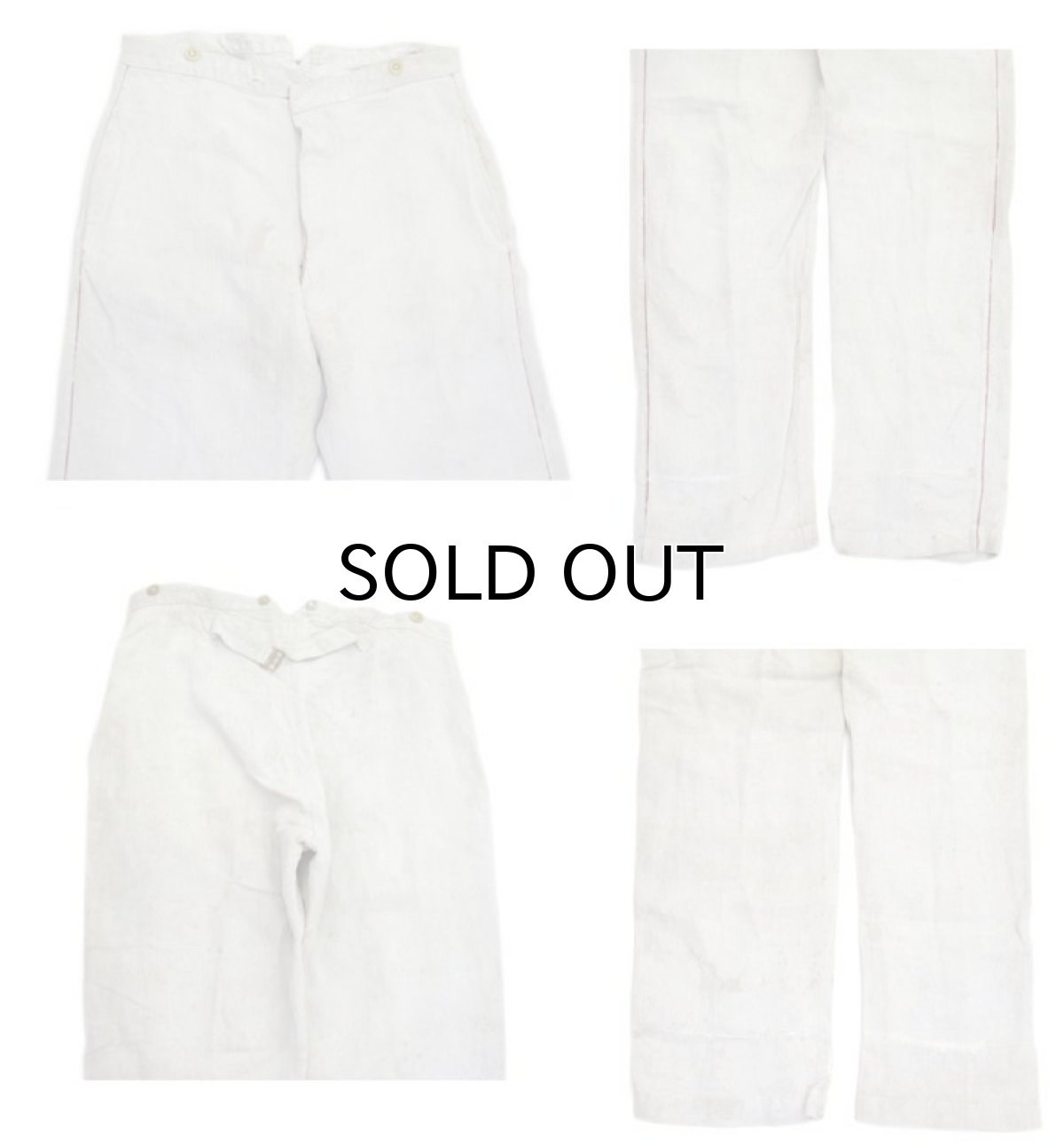 画像3: Early1900's French Herringbone Linen Trousers Natural size w ~34 inch (3)