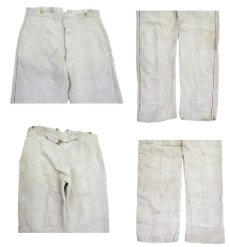 画像3: Early1900's French Herringbone Linen Trousers　Natural　size w ~34 inch (3)