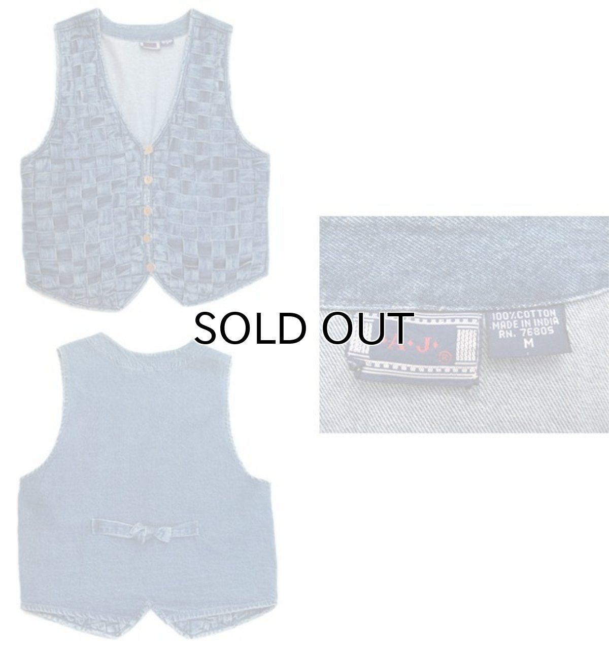 画像3: 1990's "A.J" Design Denim Vest　Blue Denim　size S - M (表記 M) (3)