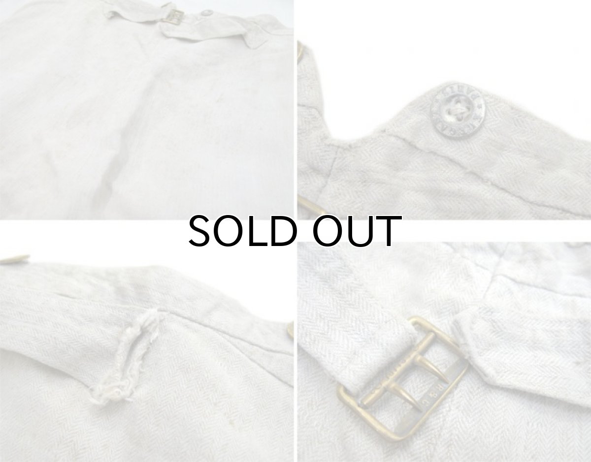 画像7: Early1900's French Herringbone Linen Trousers Natural size w ~34 inch (7)