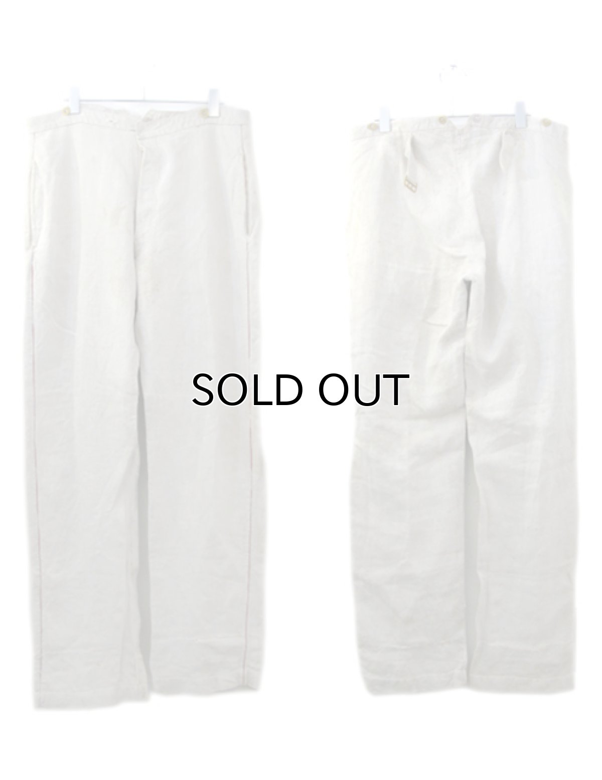 画像2: Early1900's French Herringbone Linen Trousers Natural size w ~34 inch (2)