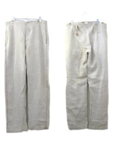 画像2: Early1900's French Herringbone Linen Trousers　Natural　size w ~34 inch (2)