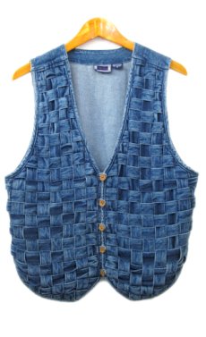 画像1: 1990's "A.J" Design Denim Vest　Blue Denim　size S - M (表記 M) (1)