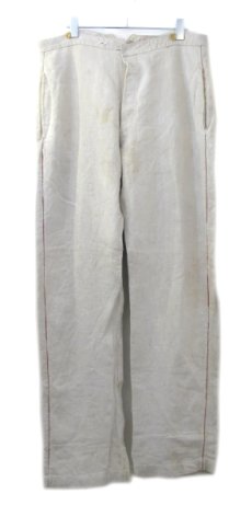 画像1: Early1900's French Herringbone Linen Trousers　Natural　size w ~34 inch (1)