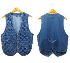 画像2: 1990's "A.J" Design Denim Vest　Blue Denim　size S - M (表記 M) (2)