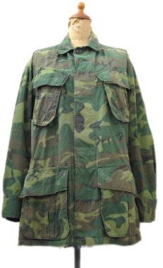 画像1: 1960's U.S.Military Jungle Fatigue Rip-Stop Jacket　Leaf Pattern Camouflage　size X-SMALL / SHORT (1)