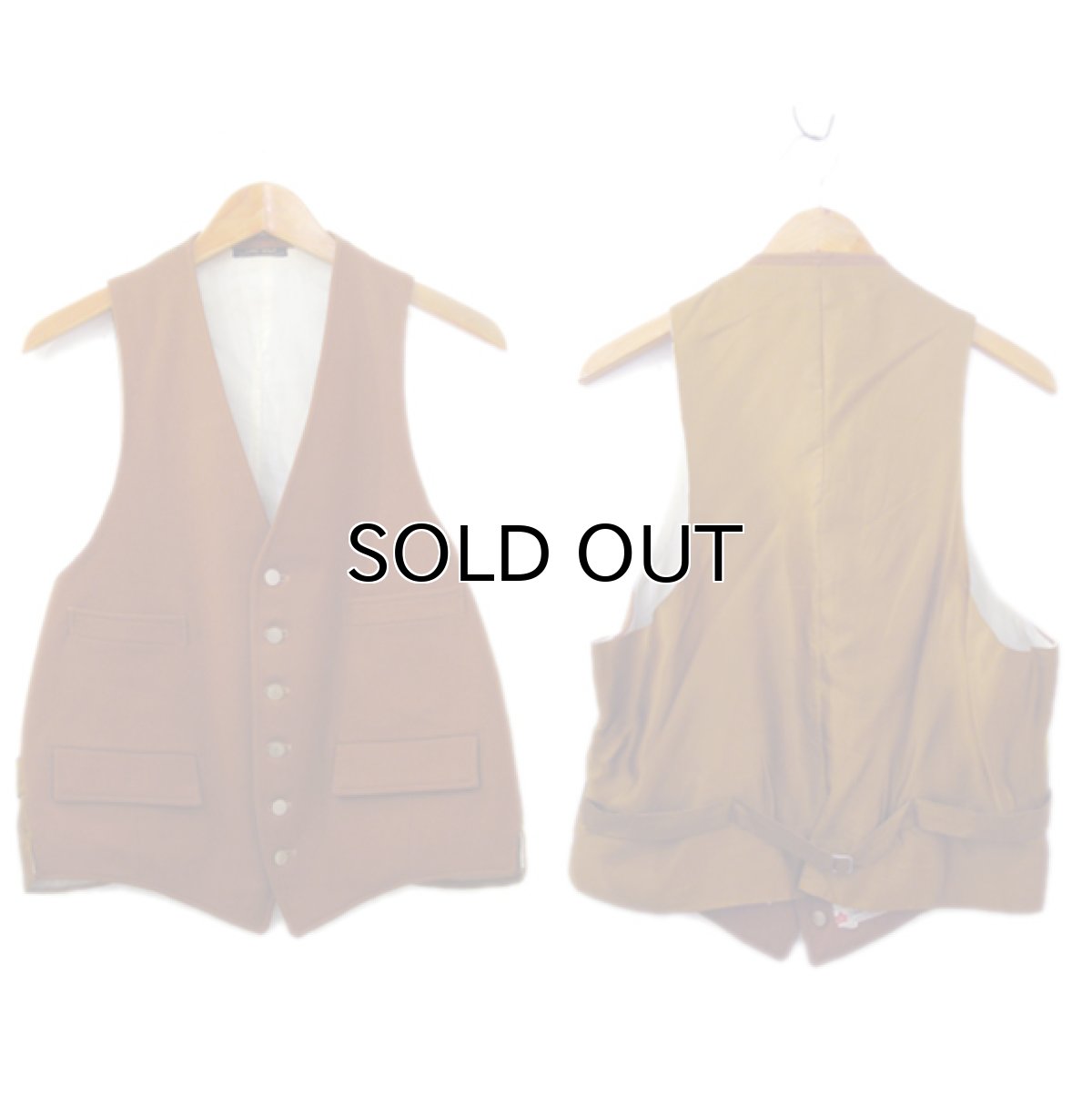画像2: OLD "John Wanamaker" Pure Virgin Wool Vest Dead Stock -made in ENGLAND- Red Brown size M (表記 42) (2)