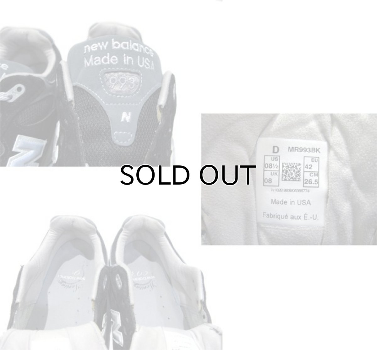 画像4: New Balance 993 Running Shoes BLACK size 8 1/2 D (26.5 cm) (4)