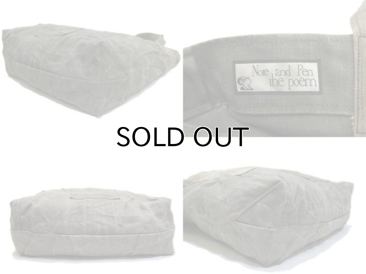 画像5: " Note and Pen "retouch" Tote Bag  -1950's French Military Linen Duffle- OLIVE (5)