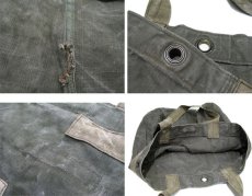 画像4: " Note and Pen "retouch" Tote Bag  -1950's French Military Linen Duffle-　OLIVE (4)