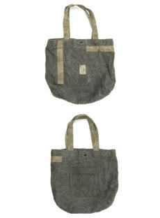 画像2: " Note and Pen "retouch" Tote Bag  -1950's French Military Linen Duffle-　OLIVE (2)