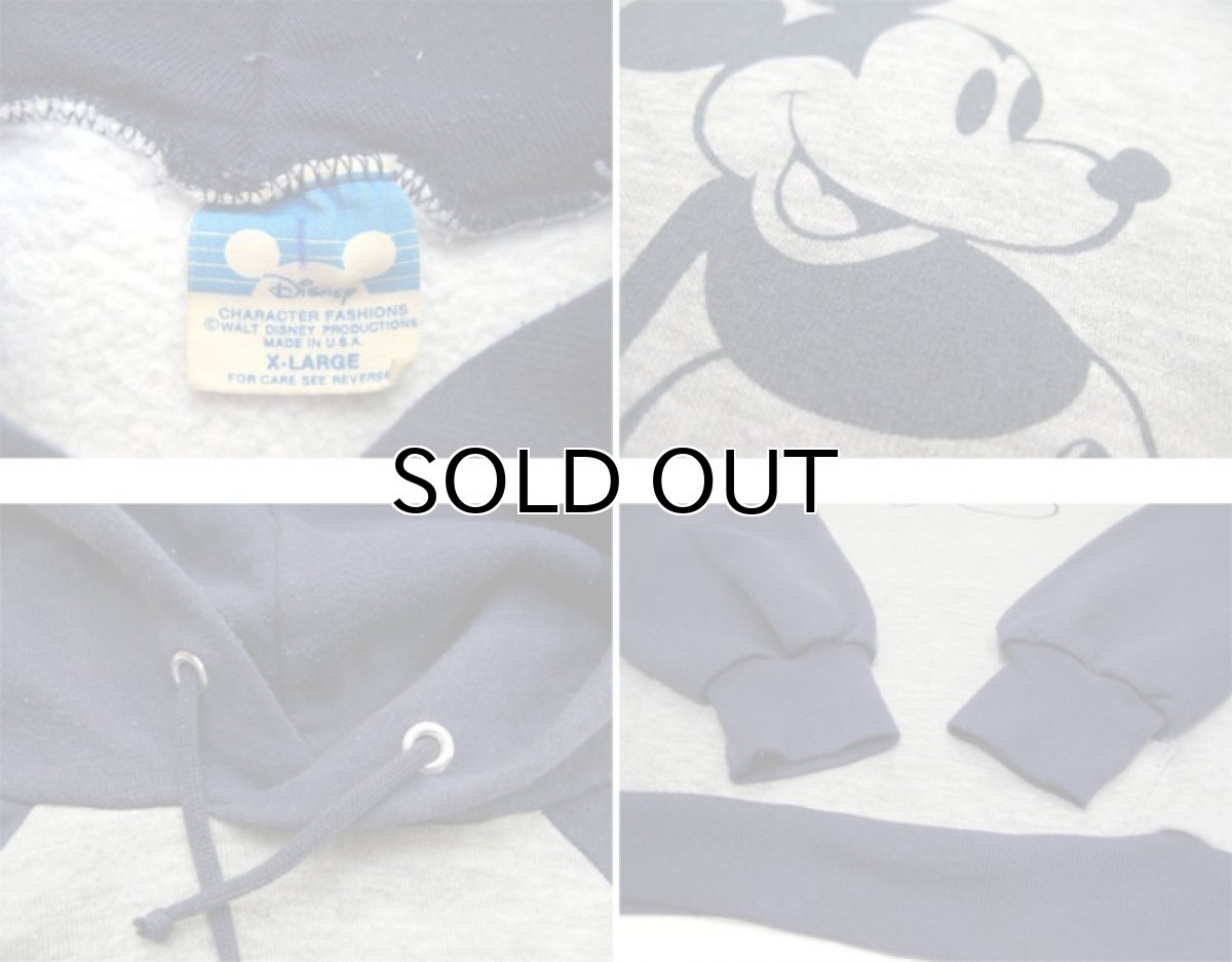 画像4: 1980's Disney "Mickey Mouse" Two-Tone Sweat Parka -made in USA- Heather Grey / Navy size L (表記 XL) (4)