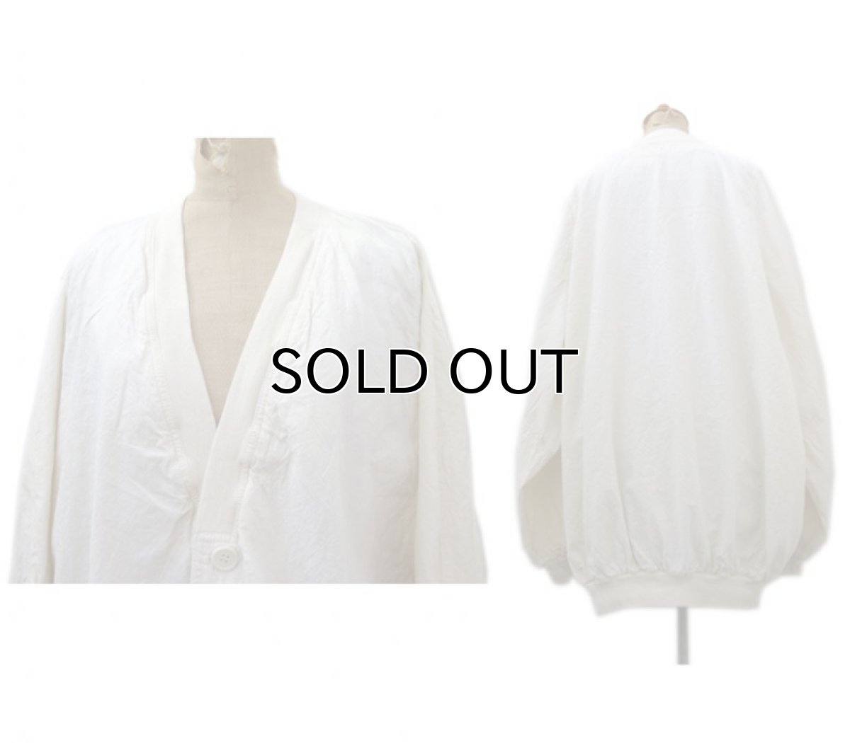 画像2: "Boomerang" Nep Cotton Cardigan Dead Stock one-washed　NATURAL　size XL~ (表記 L) (2)