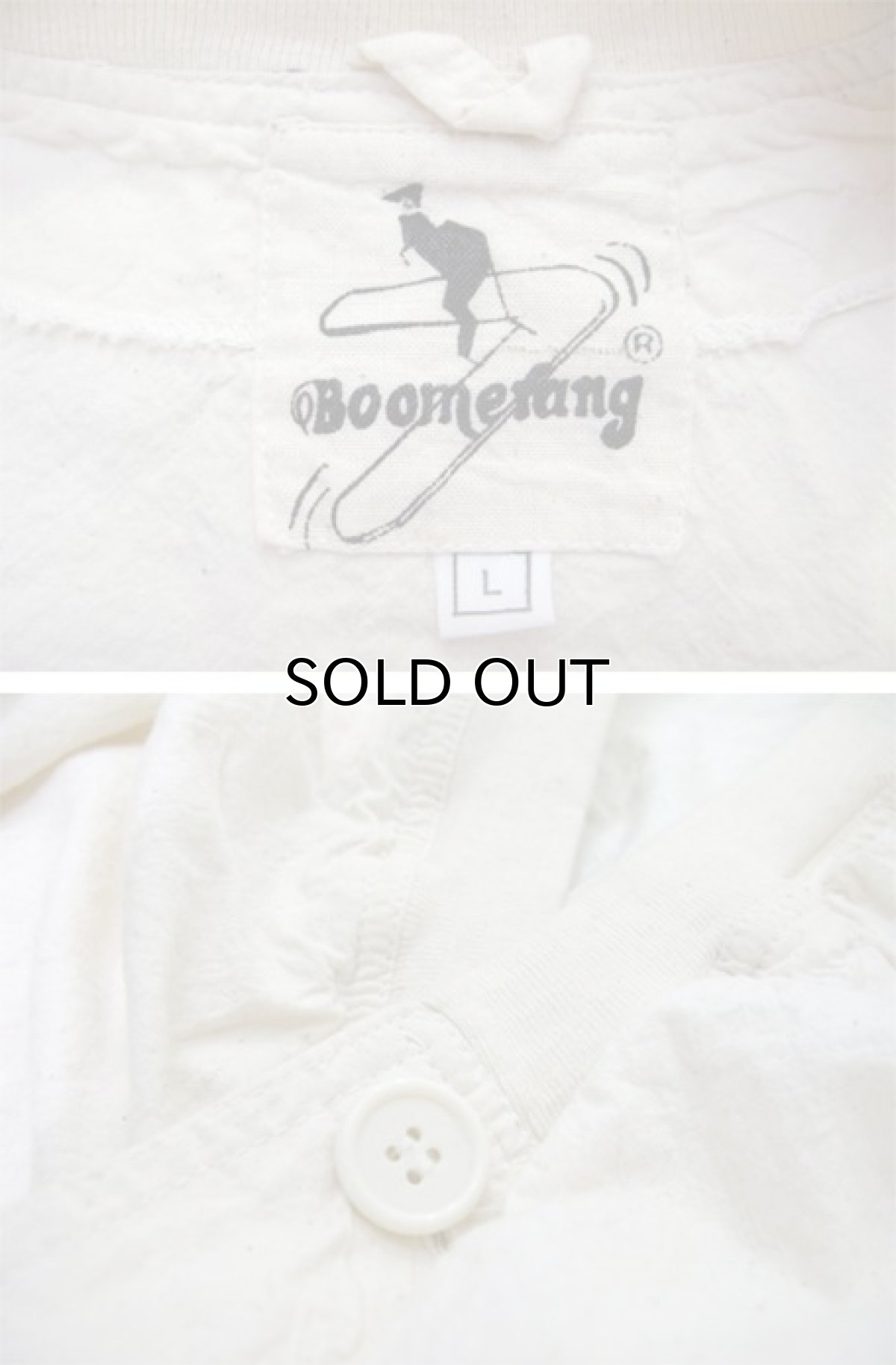 画像3: "Boomerang" Nep Cotton Cardigan Dead Stock one-washed　NATURAL　size XL~ (表記 L) (3)