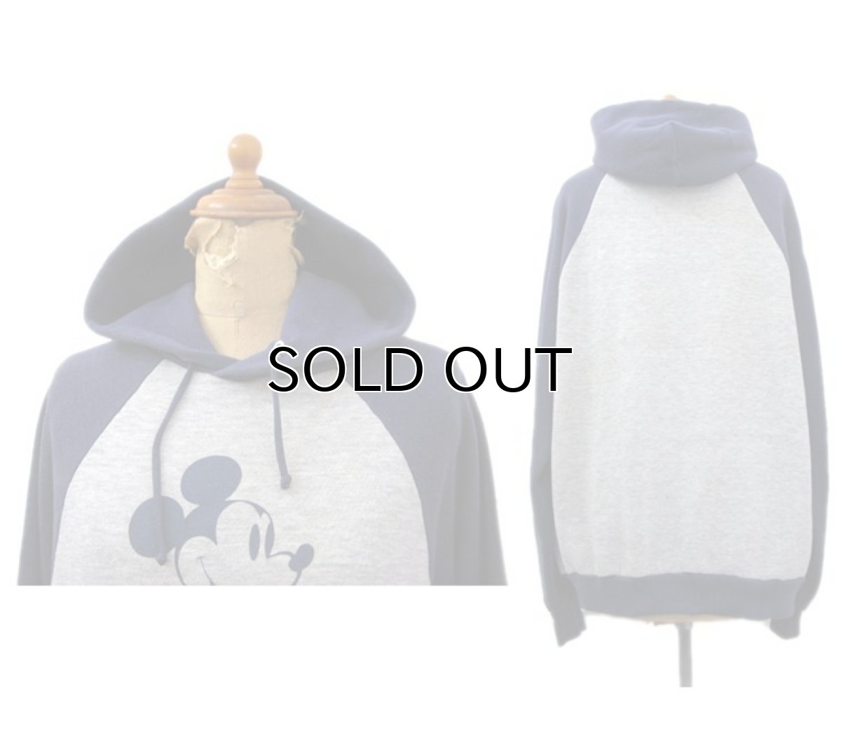 画像2: 1980's Disney "Mickey Mouse" Two-Tone Sweat Parka -made in USA- Heather Grey / Navy size L (表記 XL) (2)