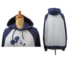 画像2: 1980's Disney "Mickey Mouse" Two-Tone Sweat Parka -made in USA-　Heather Grey / Navy　size L (表記 XL) (2)