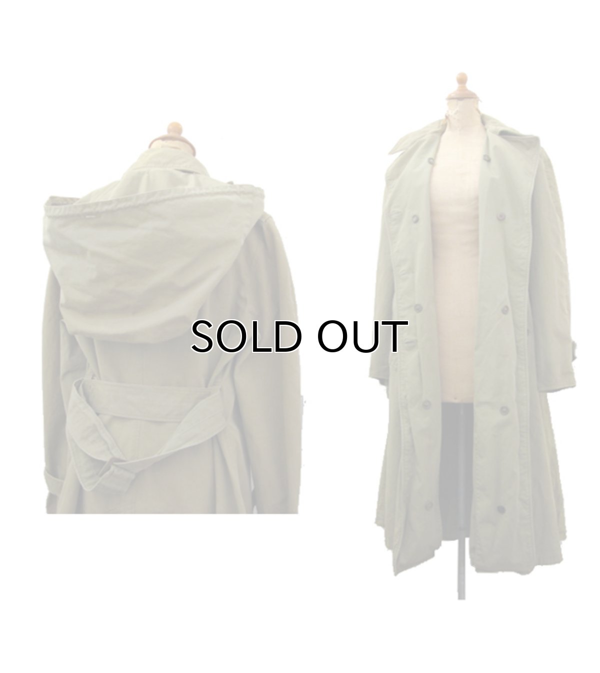 画像2: 1950's U.S.Military Double Breast Over Coat with Hood Olive size S (表記 12R) (2)