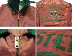 画像4: 1950's "Bowler's" Zip Up 2-tone Satin Jacket　Dusty Pink / Green　size S - M (表記 M) (4)