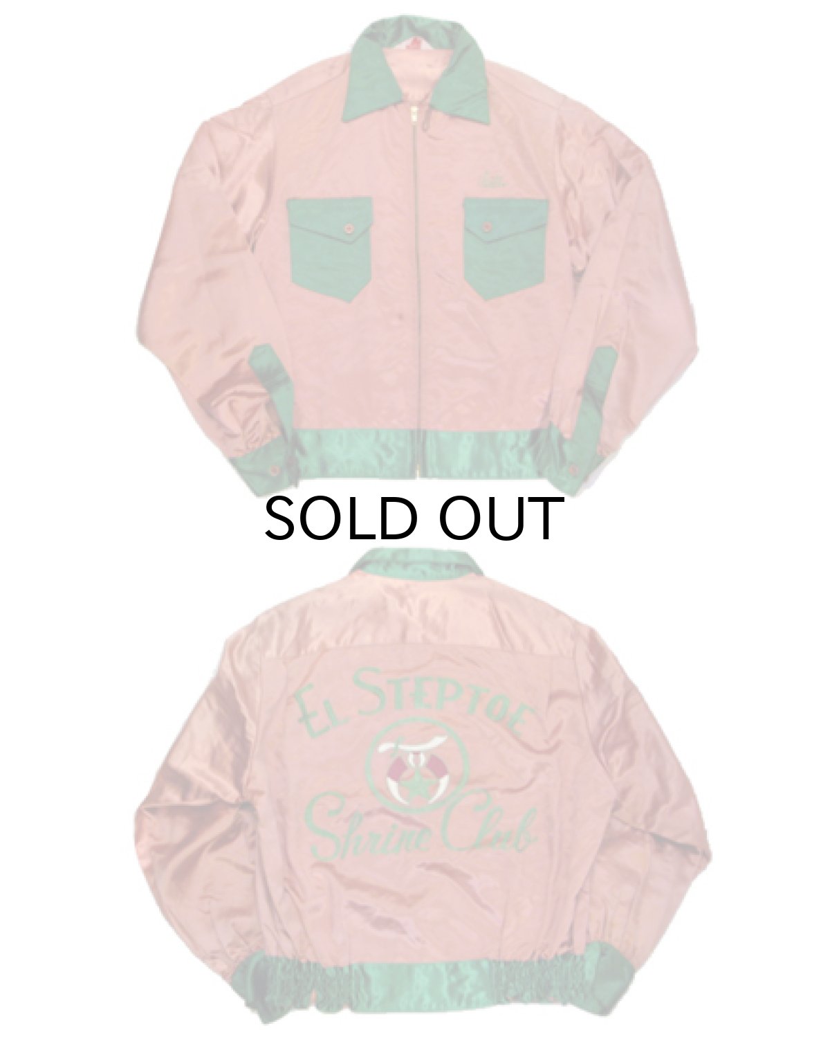 画像3: 1950's "Bowler's" Zip Up 2-tone Satin Jacket Dusty Pink / Green size S - M (表記 M) (3)