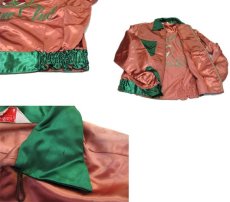 画像6: 1950's "Bowler's" Zip Up 2-tone Satin Jacket　Dusty Pink / Green　size S - M (表記 M) (6)