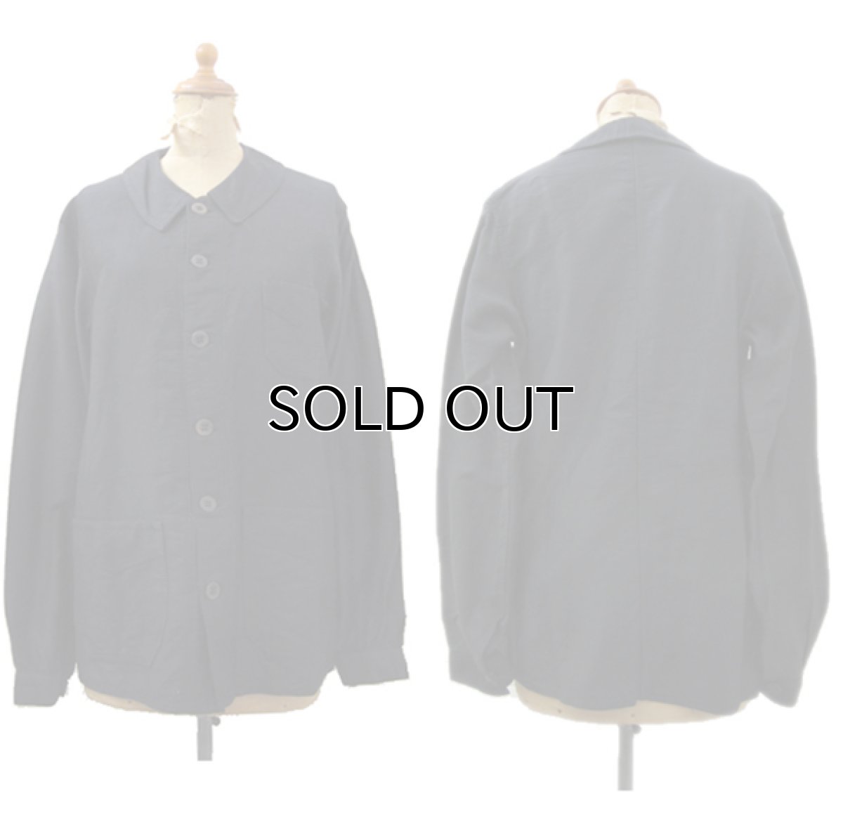 画像2: ~1940's French "Le Travailleur" Black Moleskin Worker Jacket Dead Stock one-washed BLACK size S (表記 不明) (2)