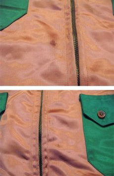 画像7: 1950's "Bowler's" Zip Up 2-tone Satin Jacket　Dusty Pink / Green　size S - M (表記 M) (7)
