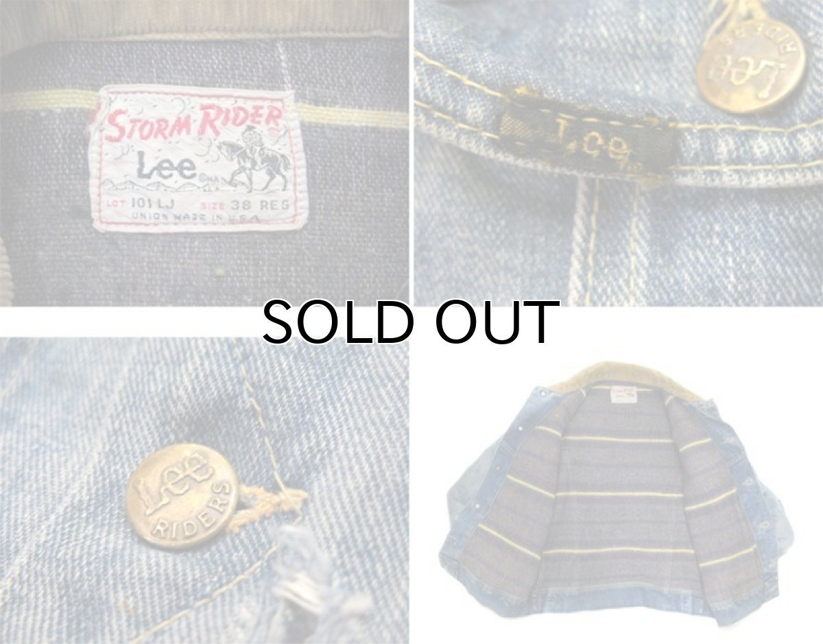 画像4: 1960-70's Lee Lot : 101LJ  "Storm Rider" Blanket Denim Jacket Indigo Denim size M (表記 38R) (4)