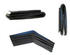 画像7: "JUTTA NEUMANN" Leather Wallet with Change Purse  color : Black / Sky Blue 二つ折り財布 (7)