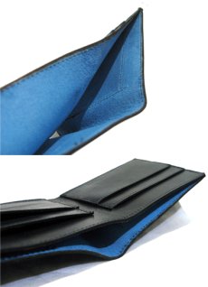 画像5: "JUTTA NEUMANN" Leather Wallet with Change Purse  color : Black / Sky Blue 二つ折り財布 (5)