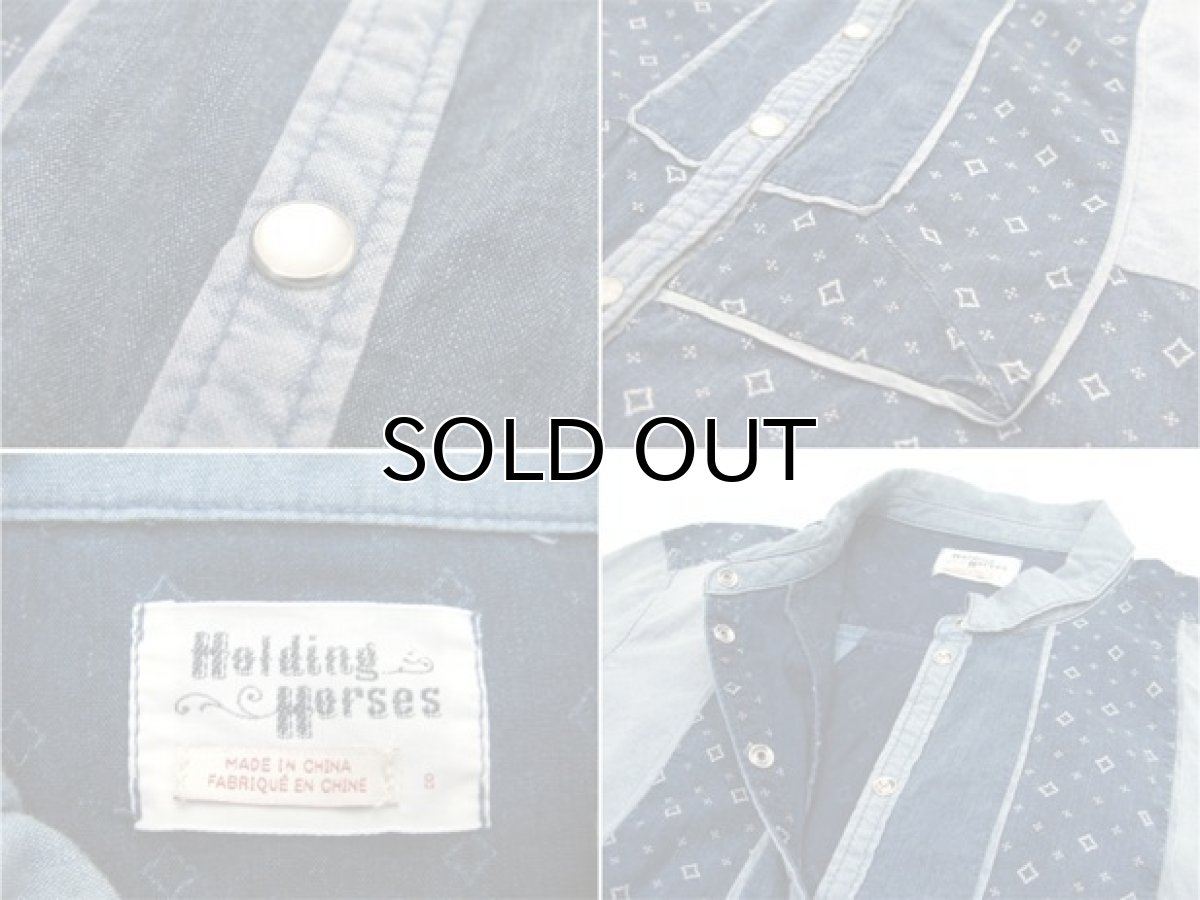 画像5: 1980's "Holding Horses" Design Chambray Shirts BLUE size S (表記 8) (5)