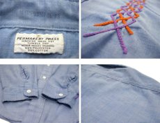 画像5: 1970's Permanent Press Embroidery Chambray Shirts　Sax Blue　size S - M (表記 M 15 - 15 1/2) (5)