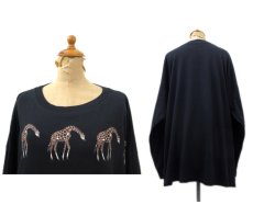 画像2: 1990's "FOCUS" Design L/S T-Shirts "Animal Print"　BLACK　size L-XL (表記 ONE SIZE FITS ALL) (2)