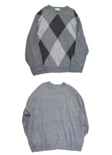 画像3: "GEOFFREY BEENE" Crew Neck Argyle Sweater　Heather Grey　size XL~ (表記 4XL) (3)