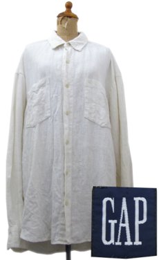 画像1: 1990's OLD GAP L/S Linen Shirts　Off White　size L - XL (表記 L) (1)