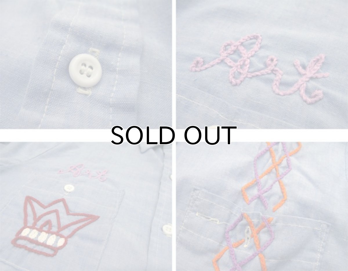 画像4: 1970's Permanent Press Embroidery Chambray Shirts　Sax Blue　size S - M (表記 M 15 - 15 1/2) (4)