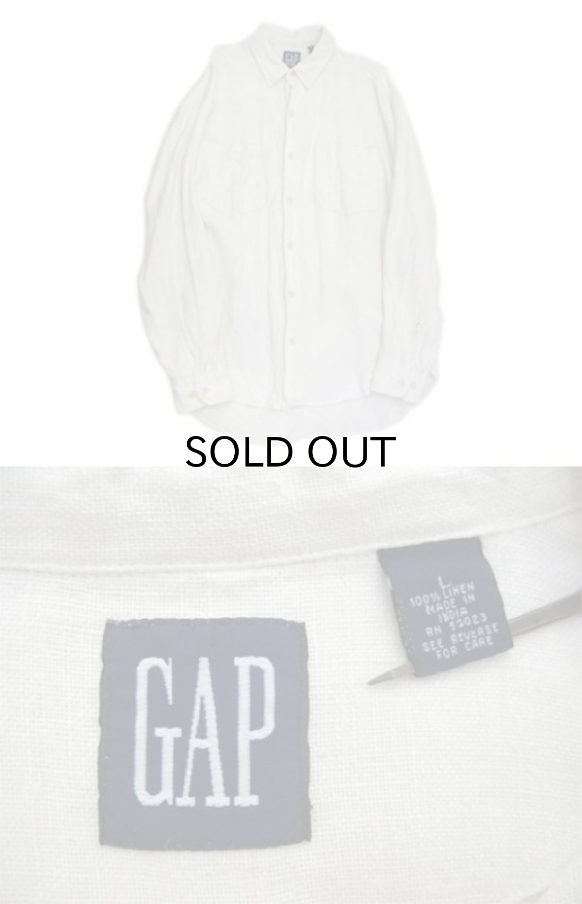 画像3: 1990's OLD GAP L/S Linen Shirts　Off White　size L - XL (表記 L) (3)
