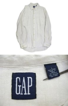 画像3: 1990's OLD GAP L/S Linen Shirts　Off White　size L - XL (表記 L) (3)