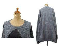 画像2: "GEOFFREY BEENE" Crew Neck Argyle Sweater　Heather Grey　size XL~ (表記 4XL) (2)