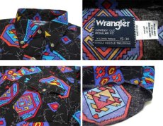 画像4: 1980's~ "Wrangler" Native Pattern BD Shirts -made in USA-　BLACK　size M (表記 15 - 34) (4)