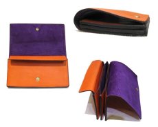 画像3: "JUTTA NEUMANN" Leather Wallet "the Waiter's Wallet"  color : Orange / Grape 長財布 (3)