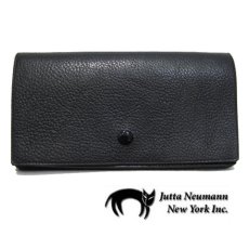 画像1: "JUTTA NEUMANN" Leather Wallet "the Waiter's Wallet"  color : Black / Lime Green 長財布 (1)