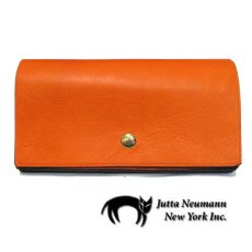 画像1: "JUTTA NEUMANN" Leather Wallet "the Waiter's Wallet"  color : Orange / Grape 長財布 (1)